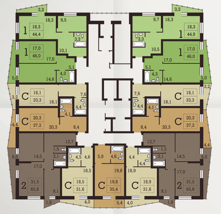 План типового этажа ЖК «Времена года»