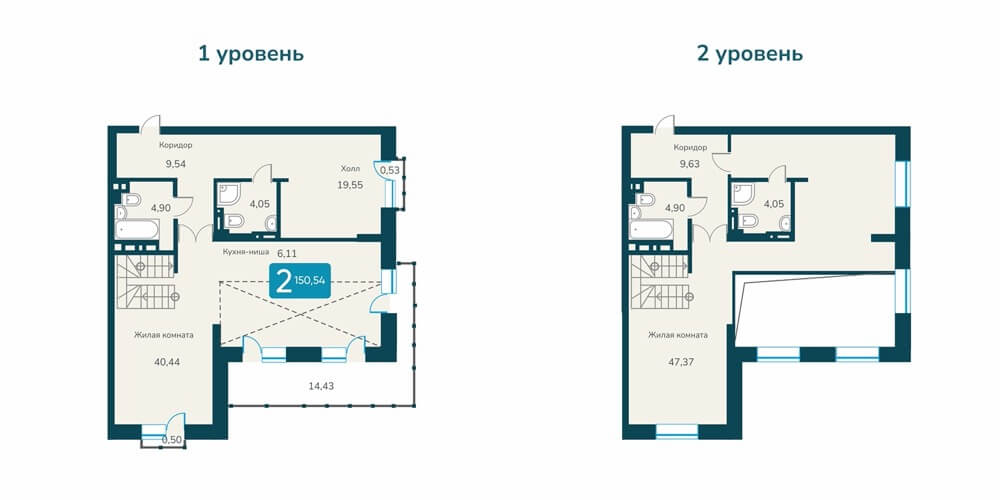 4-комнатная квартира 150.54м2 ЖК Марсель-2