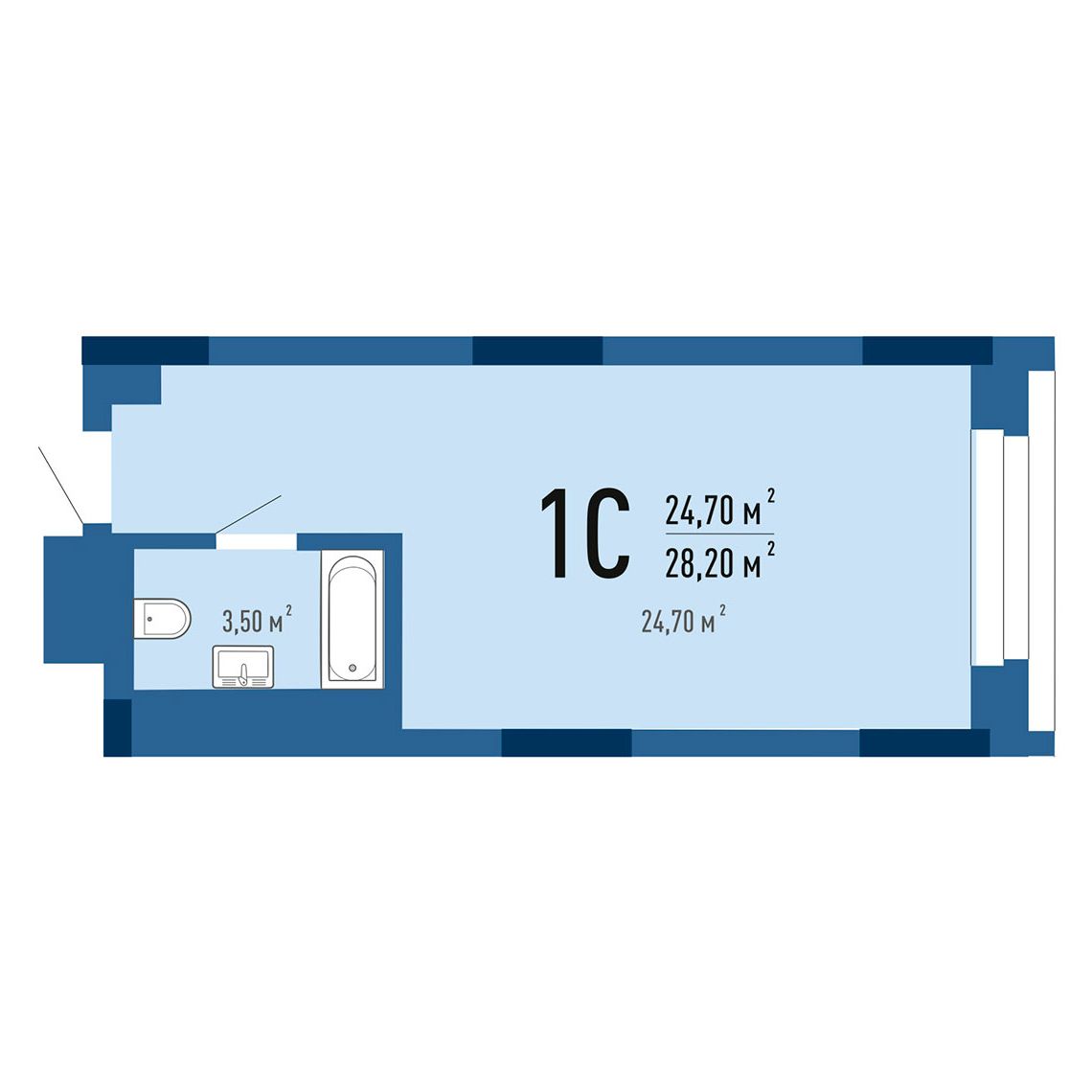 1-комнатная квартира 29.16м2 ЖК Gagarin city