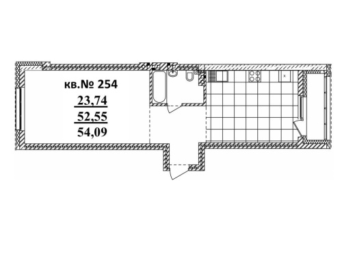 2-комнатная квартира 54.09м2 ЖК Римский квартал