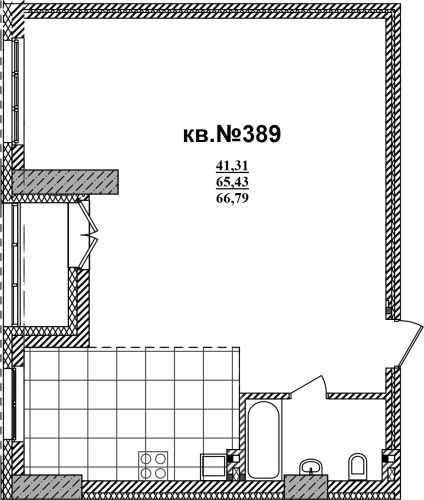 2-комнатная квартира 66.79м2 ЖК Римский квартал