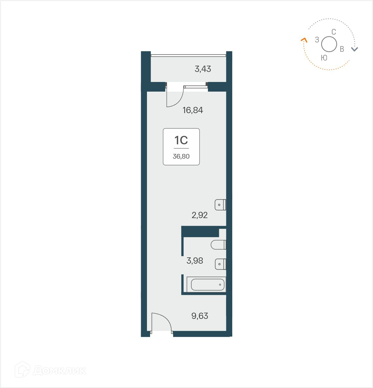 Студия 36.8м2 ЖК Time Park Apartments