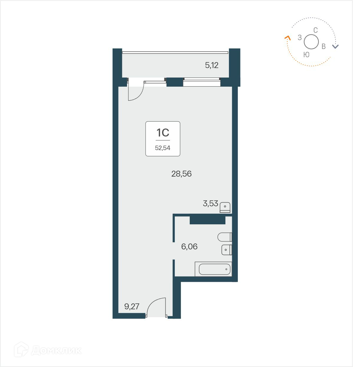 Студия 52.54м2 ЖК Time Park Apartments