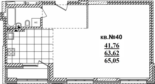 2-комнатная квартира 64.85м2 ЖК Римский квартал