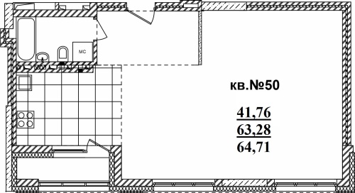 2-комнатная квартира 64.71м2 ЖК Римский квартал