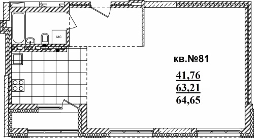 2-комнатная квартира 64.65м2 ЖК Римский квартал