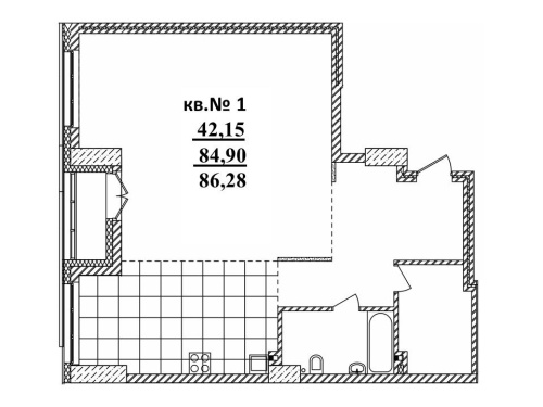 3-комнатная квартира 86.28м2 ЖК Римский квартал