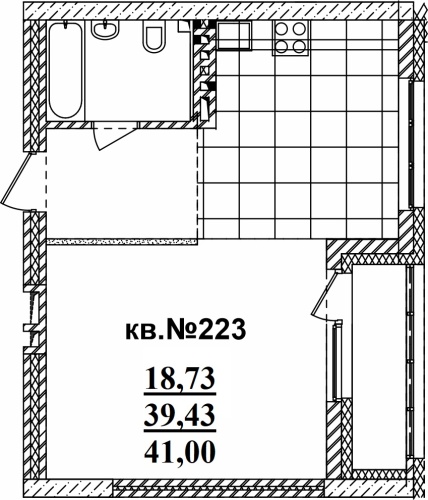 1-комнатная квартира 41м2 ЖК Римский квартал