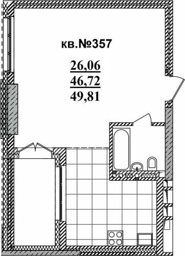 1-комнатная квартира 49.81м2 ЖК Римский квартал