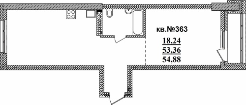 2-комнатная квартира 54.88м2 ЖК Римский квартал