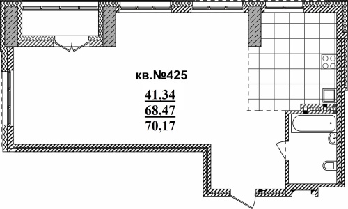 3-комнатная квартира 70.17м2 ЖК Римский квартал