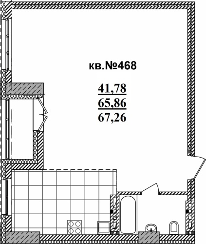 2-комнатная квартира 67.26м2 ЖК Римский квартал