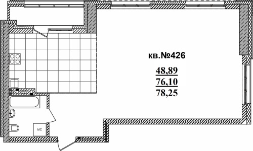 3-комнатная квартира 78.25м2 ЖК Римский квартал