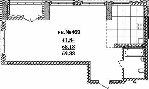 3-комнатная квартира 69.88м2 ЖК Римский квартал