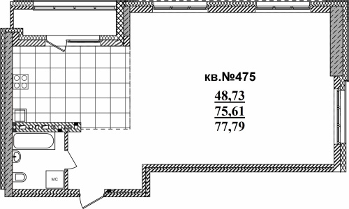 3-комнатная квартира 77.79м2 ЖК Римский квартал