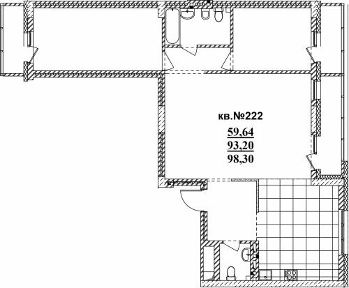 3-комнатная квартира 98.3м2 ЖК Римский квартал