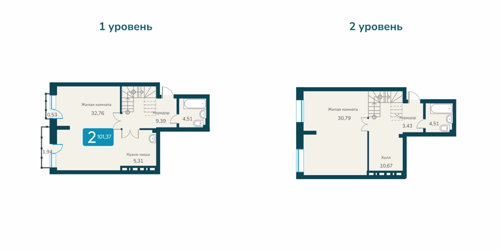 3-комнатная квартира 101.37м2 ЖК Марсель-2